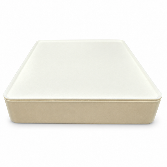 Closed ivory eleven-slot slim storage case with sliding lid on a white background.