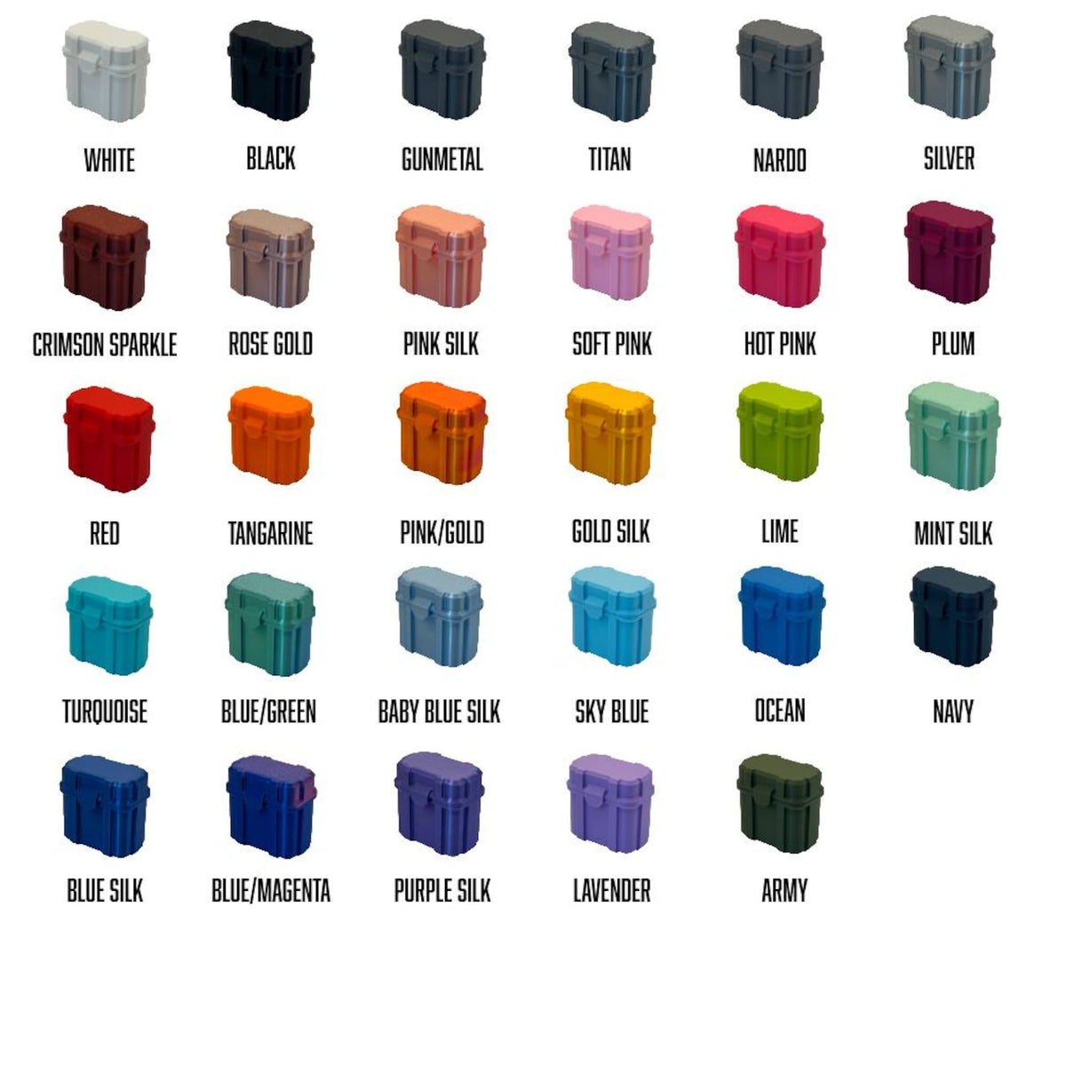 LayeredVault color chart showing solid and silk finish choices for the organizer insert.